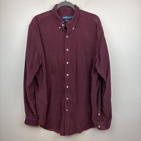 Ralph Lauren Shirt Mens XLT Tall Purple Corduroy Long Sleeve Button Down Casual - Picture 2 of 10